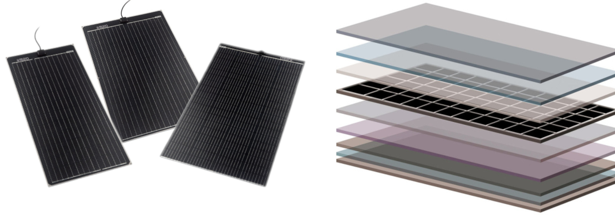 Telair Black Coolflex flexible solar panels: powerful, light and strong