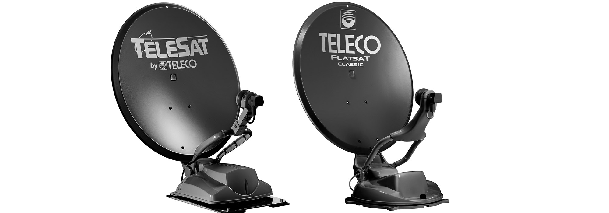 „Total Black“-Sortiment von Teleco jetzt mit den automatischen Sat-Antennen „Flatsat Classic BT 65“ und „Telesat BT 65“